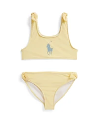 Polo Ralph Lauren Girls' 7-16 Big Pony Scoop Neck Top and Bottom Swimsuit, 2-Piece Set