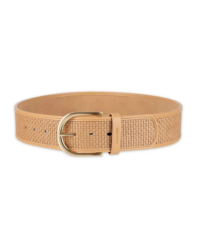 Calvin Klein Mini Box-Woven Leather Polished Buckle Belt
