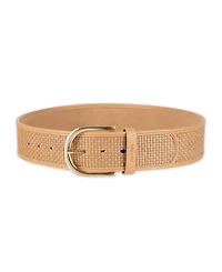 Calvin Klein Mini Box-Woven Leather Polished Buckle Belt