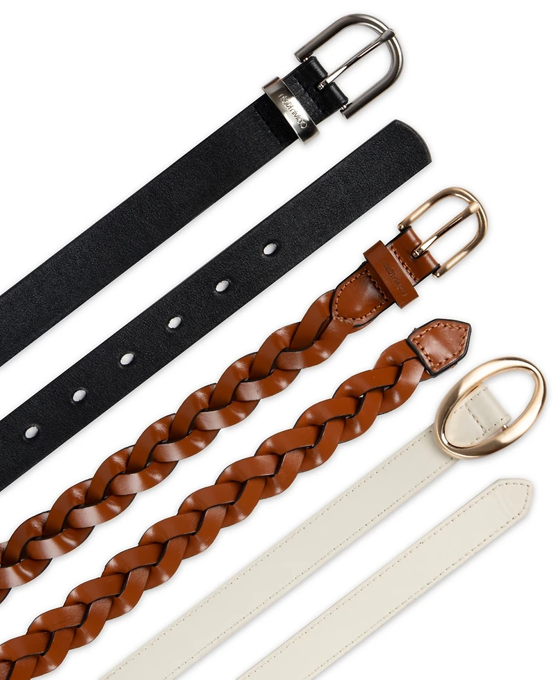 Calvin Klein 3-Piece Skinny and Braided Style Belt