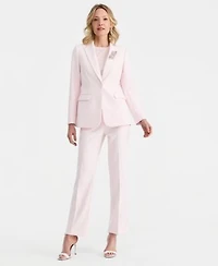 Anne Klein Brooch Blazer Short Sleeve Top Pull On Pants