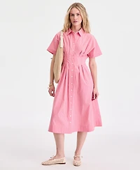 On 34th Women's Pleated Waist Midi Shirtdress, Macy's Exclusive