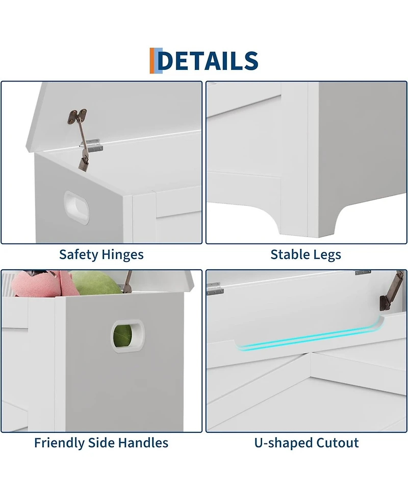gaomon 39.4" Wooden Storage Chest, Storage Bench with Safety Hinges for Entryway & Living Room