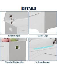 gaomon 39.4" Wooden Storage Chest, Storage Bench with Safety Hinges for Entryway & Living Room