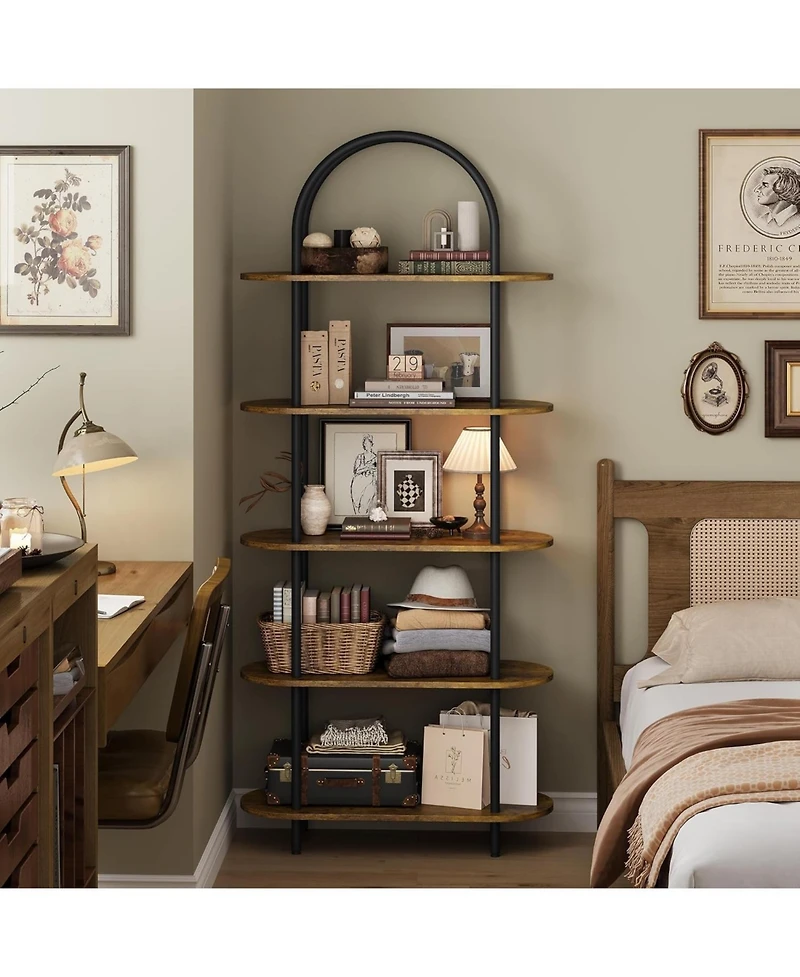 gaomon 71" 5-Tier Metal Collapsible Bookshelf