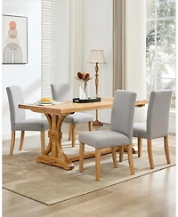 gaomon Set of 4 Modern Fabric Upholstered Dining Chairs, Curved Backrest Ergonomic Kitchen Chairs with Heavy-Duty Wood Legs