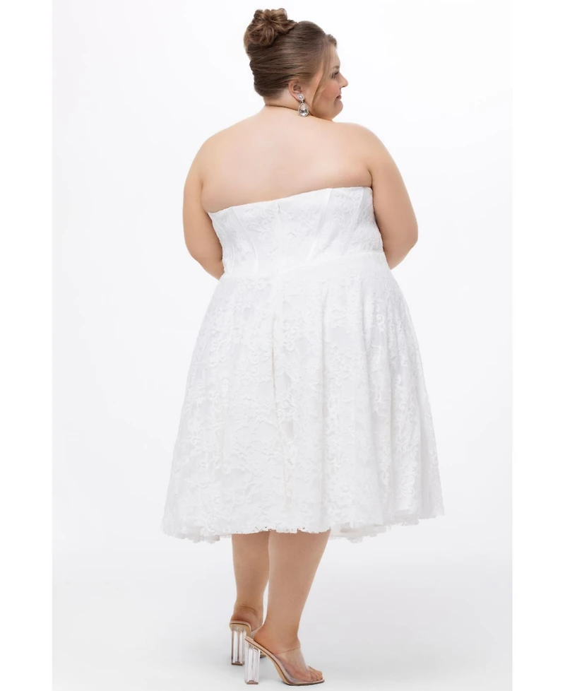 Celebrations by Sydney's Closet Women's Sweetheart Strapless Lace Bustier Party Dress