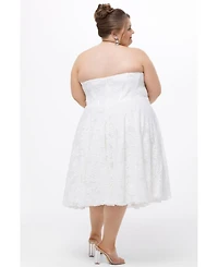 Celebrations by Sydney's Closet Women's Sweetheart Strapless Lace Bustier Party Dress