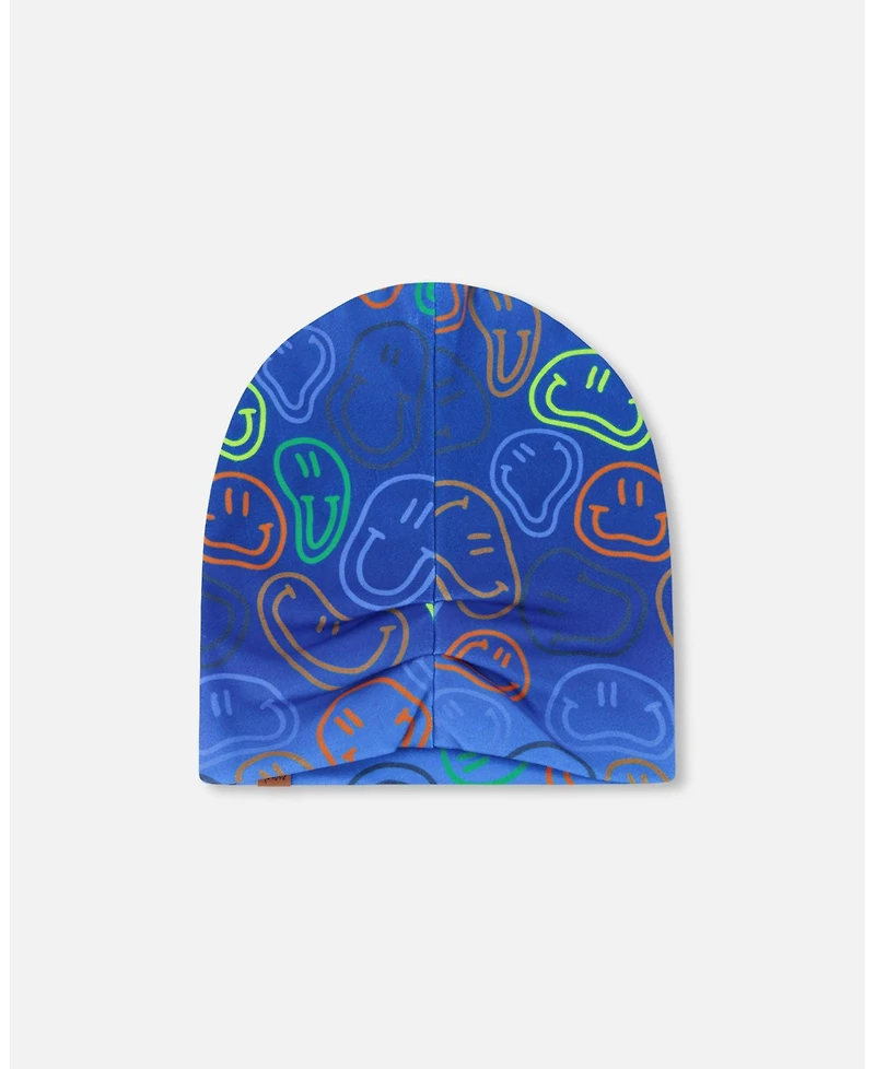 Deux par Boy Stretch Jersey Beanie Printed Smileys - Toddler|Child