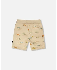 Deux par Deux Toddler Boys French Terry Shorts Beige Jeep Print - Toddler|Child