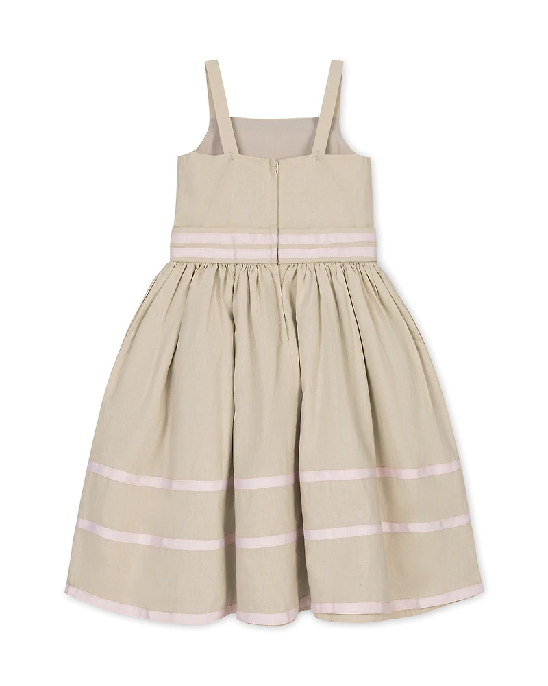 Hope & Henry Little and Big Girls' Linen Cami Rosette Dress