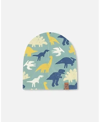 Deux par Boy Stretch Jersey Beanie Green Dinosaur Print - Toddler|Child