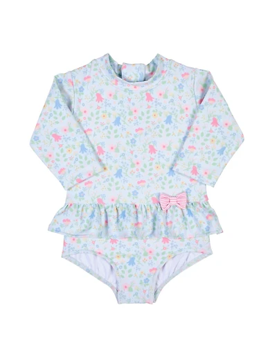 Florence Eiseman Baby Girl Floral Print One Piece Rashguard with Bow