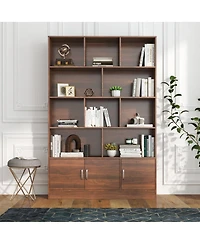 Boyel Living 70.87" Tall Bookshelf with 10 Cubes and 3 Doors, 4-Tier Bookshelf, Open Shelf Bookcase with Cabinet, Modern Cube Storage Organizer