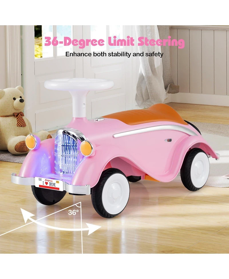 Mecale Toddler Ride on Toy Classic Sliding Car with Horn and Led Headligh
