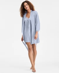 I.n.c. International Concepts Women's Lace-Trim Stretch Satin Robe, Created for Macy's