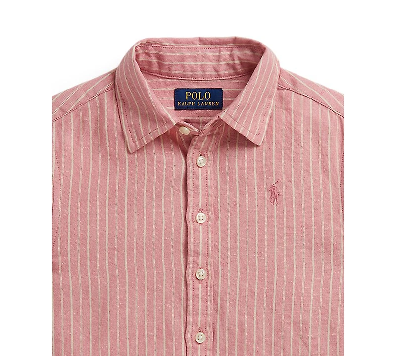 Polo Ralph Lauren Girls' 2-6X Striped Point Collar Ruffled Shirt