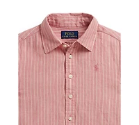 Polo Ralph Lauren Girls' 2-6X Striped Point Collar Ruffled Shirt