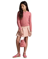 Polo Ralph Lauren Girls' 7-16 Mini-Cable Button Front Cardigan
