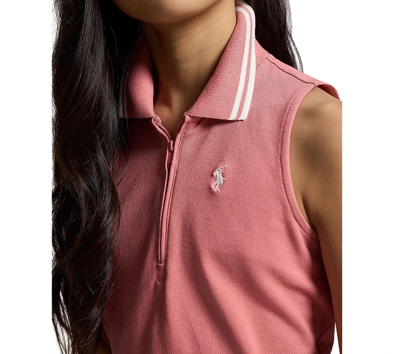 Polo Ralph Lauren Girls' 7-16 Stretch Mesh Half-Zip Boxy Shirt