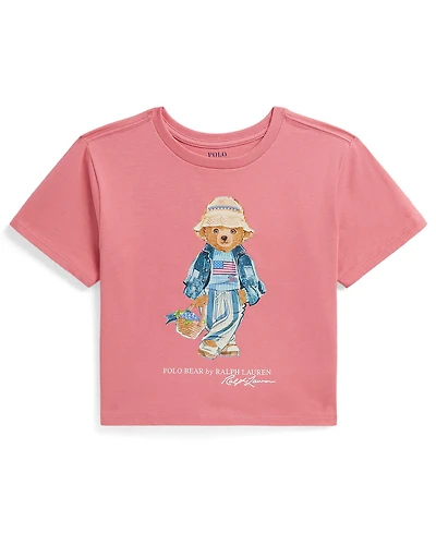 Polo Ralph Lauren Girls' 7-16 Bear Crewneck Jersey Boxy T-Shirt