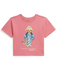 Polo Ralph Lauren Girls' 7-16 Bear Crewneck Jersey Boxy T-Shirt