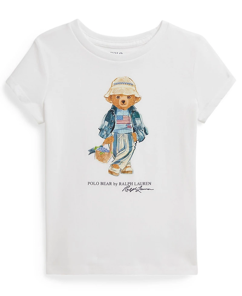 Polo Ralph Lauren Girls' 2T-6X Bear Crewneck Jersey T-Shirt