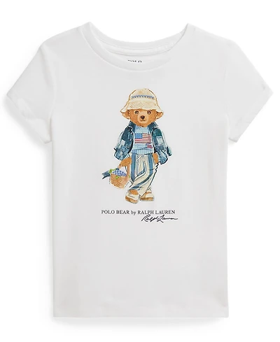 Polo Ralph Lauren Girls' 2T-6X Bear Crewneck Jersey T-Shirt