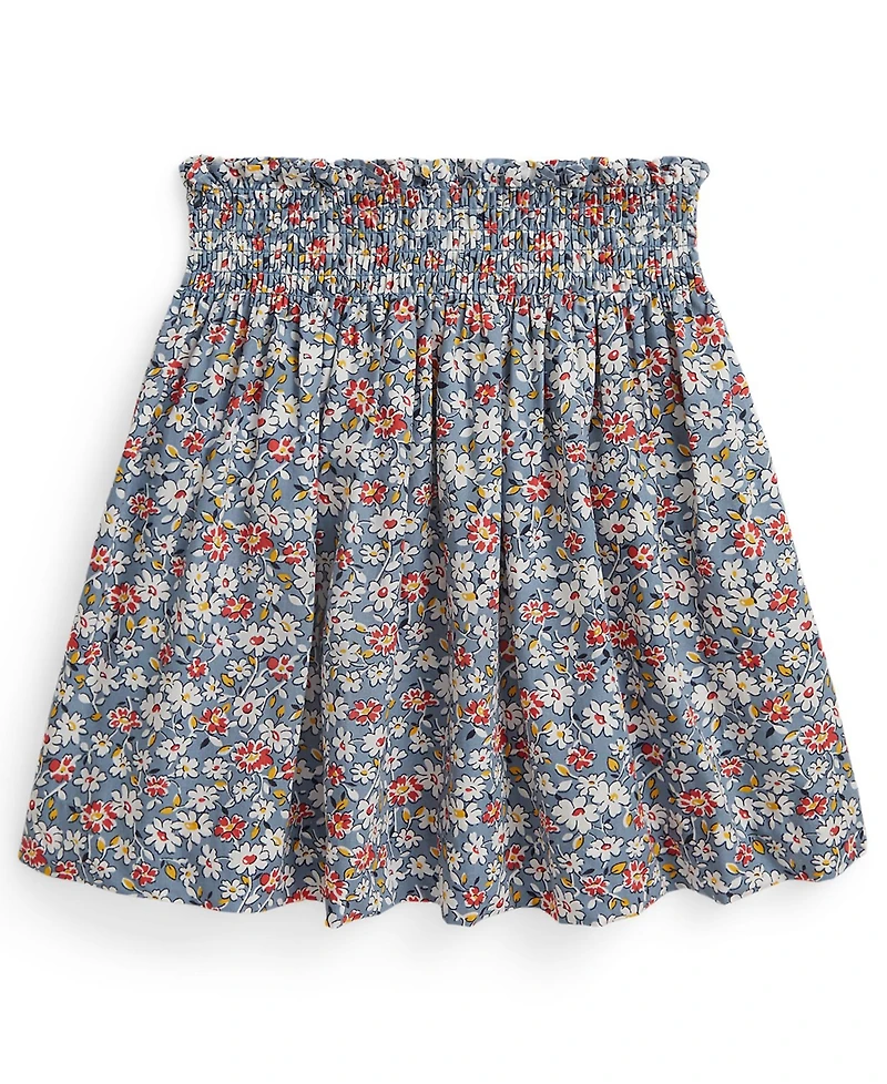 Polo Ralph Lauren Girls' 2T-6X Floral Smocked Poplin Skirt