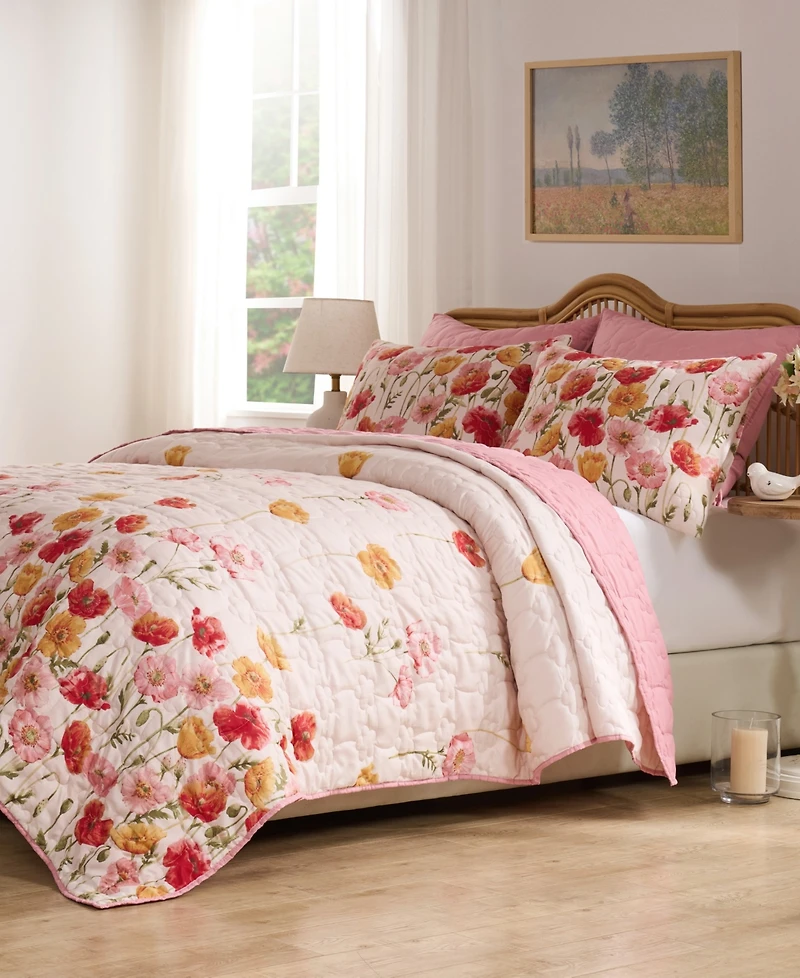 Greenland Home Fashions Breeze Modern Floral 3-Pc. Quilt Set, Full/Queen