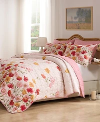 Greenland Home Fashions Breeze Modern Floral 3-Pc. Quilt Set, Full/Queen