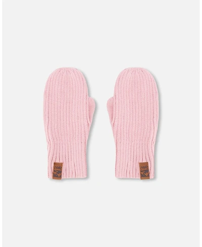 Deux par Girl Ribbed Knit Mittens Pale Pink - Toddler Child