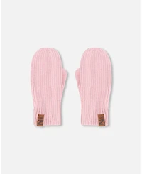 Deux par Girl Ribbed Knit Mittens Pale Pink - Toddler Child