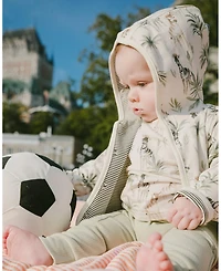 Deux par Baby Boys Cotton Jersey Reversible Hooded Jacket Beige Zebra Print