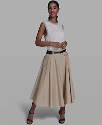 Karl Lagerfeld Paris Women's Belted Midi Skirt