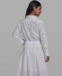 Karl Lagerfeld Paris Women's Collared Long-Sleeve Blouse