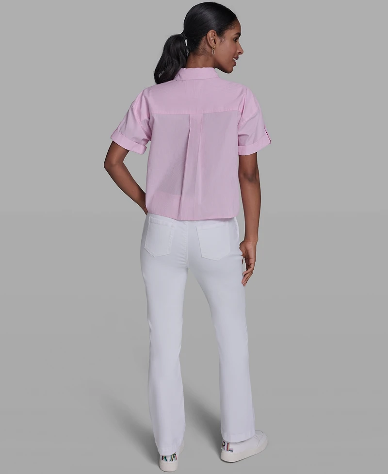 Karl Lagerfeld Paris Women's Collared Short-Sleeve Blouse