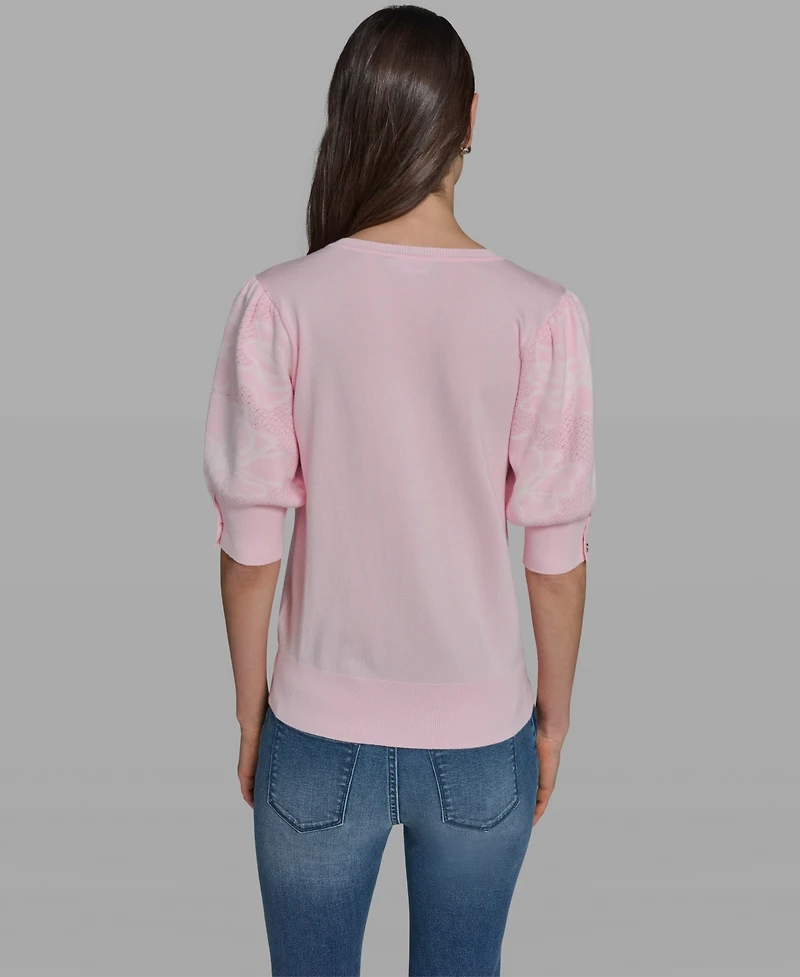 Karl Lagerfeld Paris Women's Floral Short-Sleeve Sweater