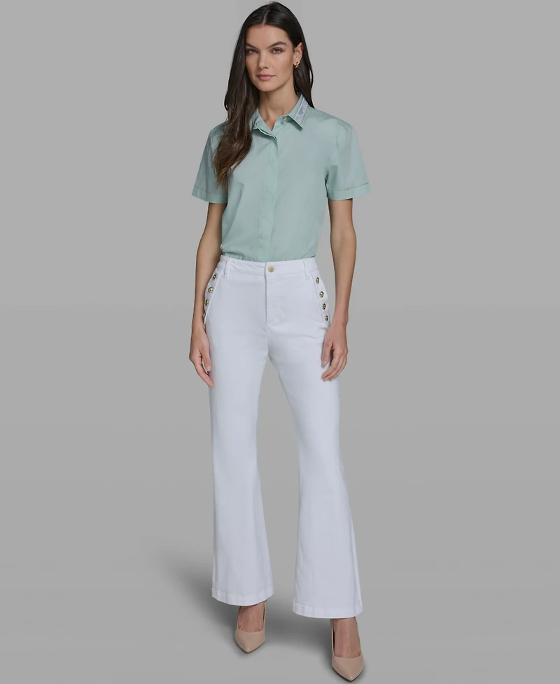 Karl Lagerfeld Paris Women's Mid Rise Flare Jeans