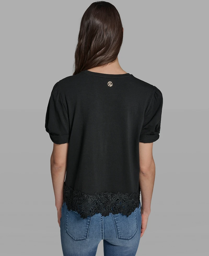 Karl Lagerfeld Paris Women's Crew Neck Short-Sleeve Top