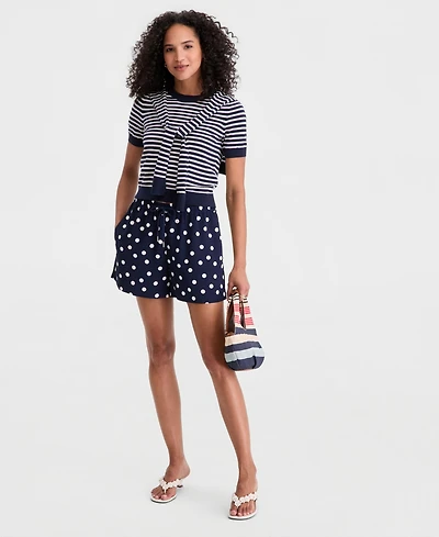 On 34th Women's High-Rise Drawstring Dot-Print Shorts, Macy's Exclusive