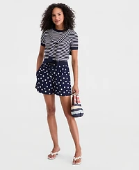 On 34th Women's High-Rise Drawstring Dot-Print Shorts, Macy's Exclusive