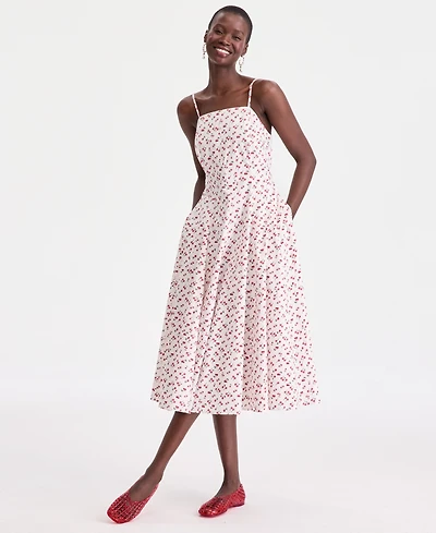 On 34th Women's Square-Neck Seamed Fit & Flare Midi Dress