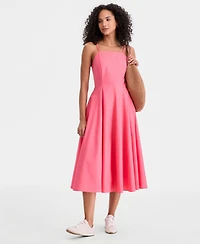 On 34th Women's Square-Neck Seamed Fit & Flare Midi Dress