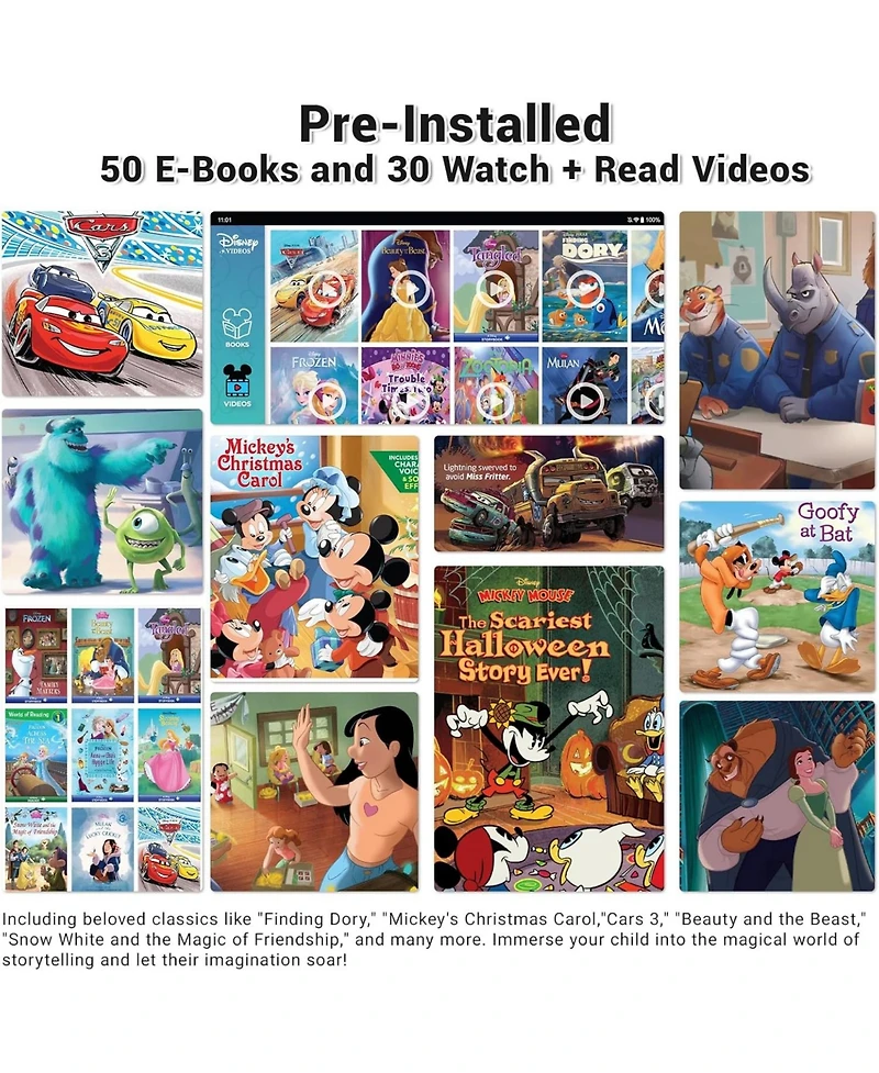 Contixo K80A 8" Kids Learning Tablets, Disney eBook Pre-Installed, Android 13, 32GB, Kid-Proof Case & Stylus