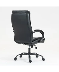 Boyel Living High Back Cotton Office Chair with Wide Seat & Height Adjustment, Grey