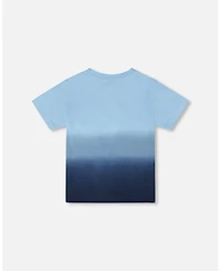Deux par Deux Big Boys ganic Cotton Short Sleeve T-Shirt Blue Gradient