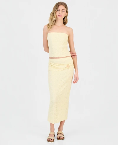 Madden Girl Juniors' Pucker-Knit Starfish Midi Skirt