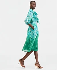 Tahari Asl Women's Tie-Neck Puffed-Shoulder Dress