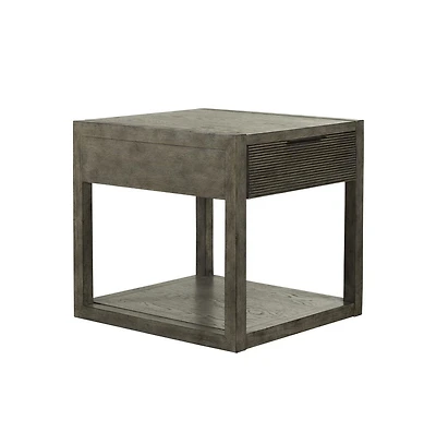 Liberty Furniture Bartlett Field End Table in Driftwood in Dusty Taupe Finish